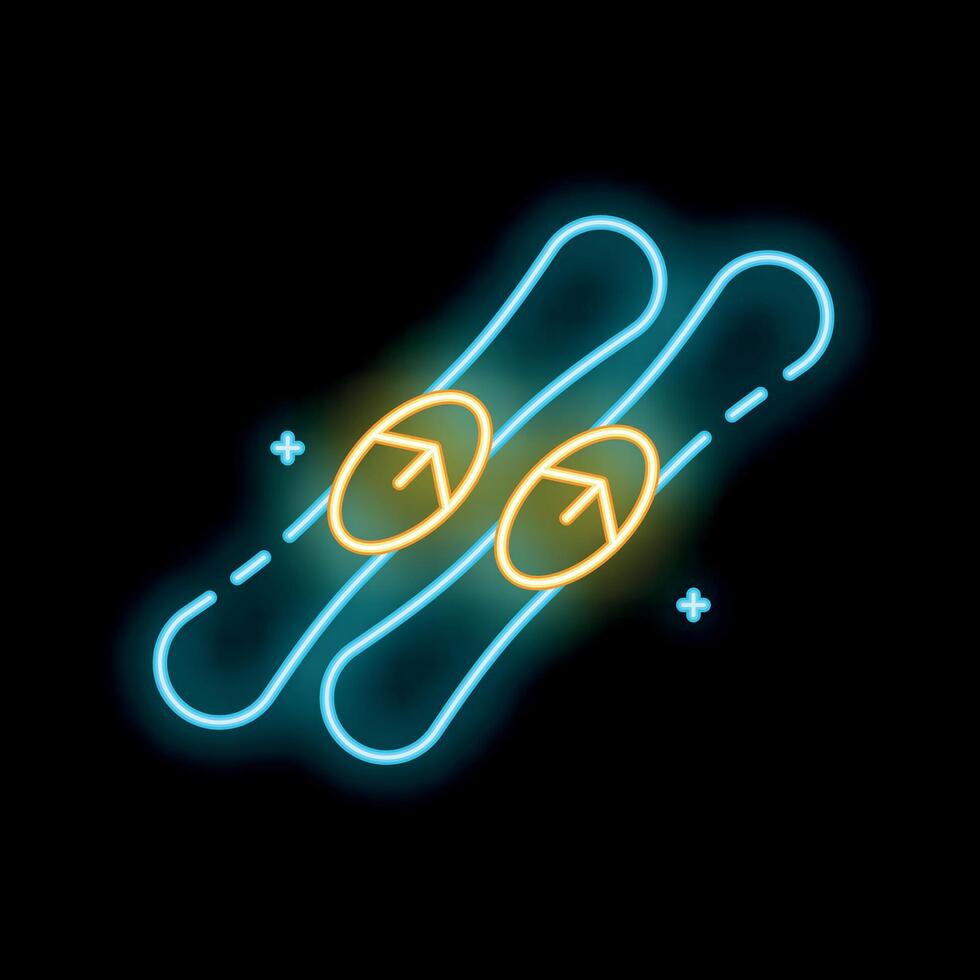 Neon sign representing a pair of skis for winter sports vector