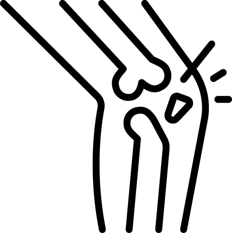 A black and white illustration of a knee joint vector