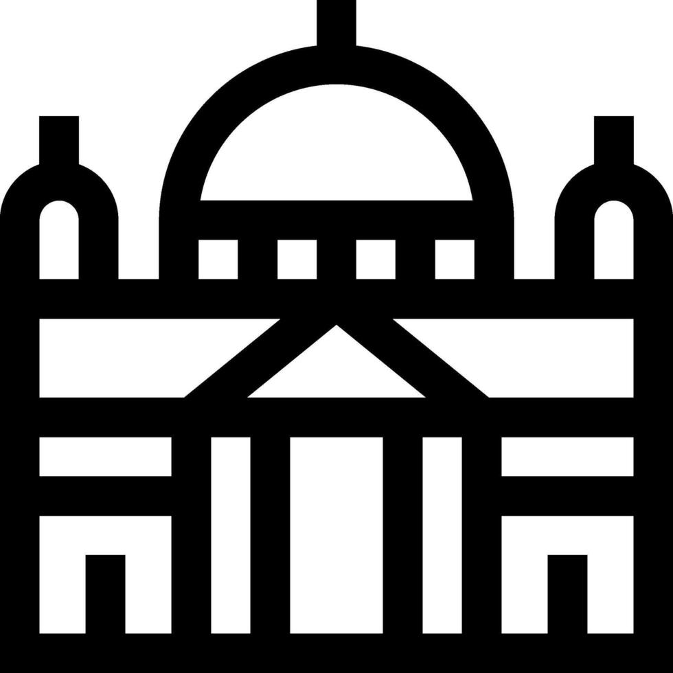 A black and white image of a building with a dome vector