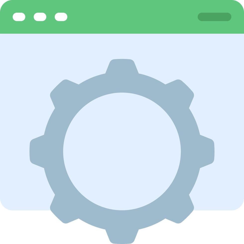 A gear wheel and a green button on a white background vector