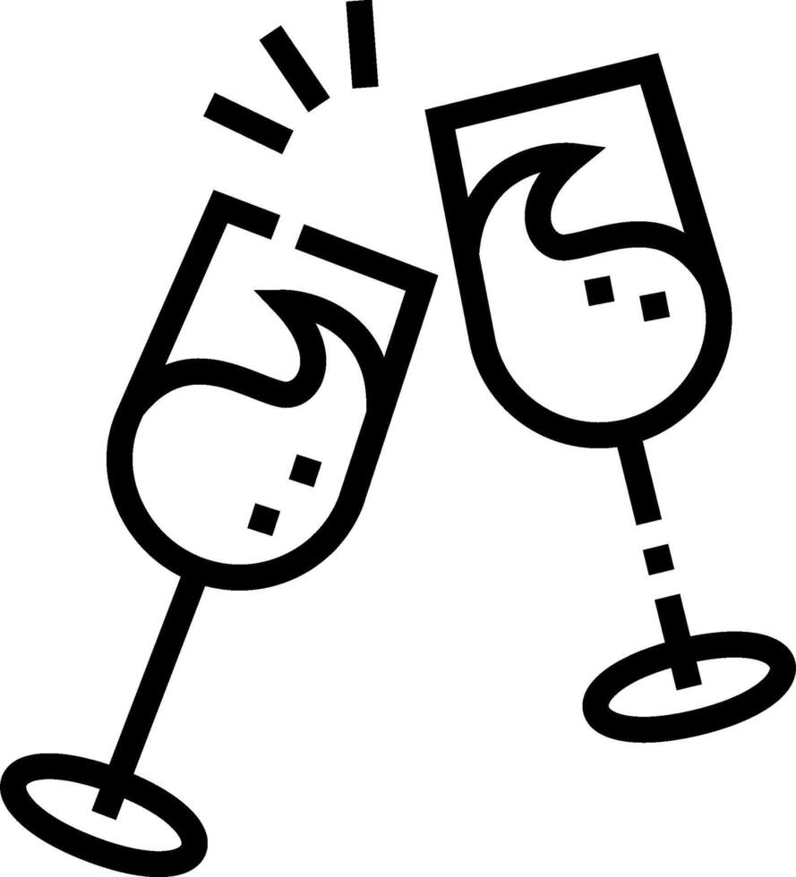 Two glasses of wine with a toast icon vector