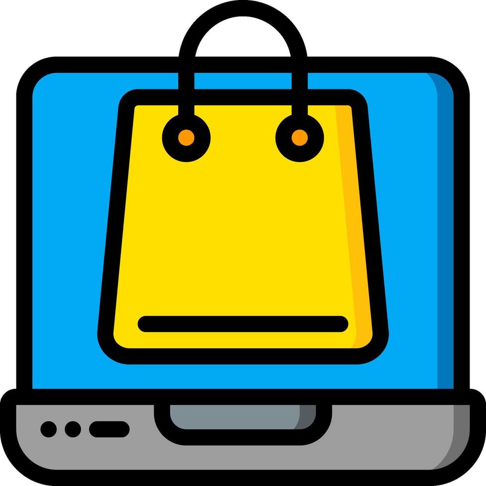 Shopping bag icon on laptop computer vector