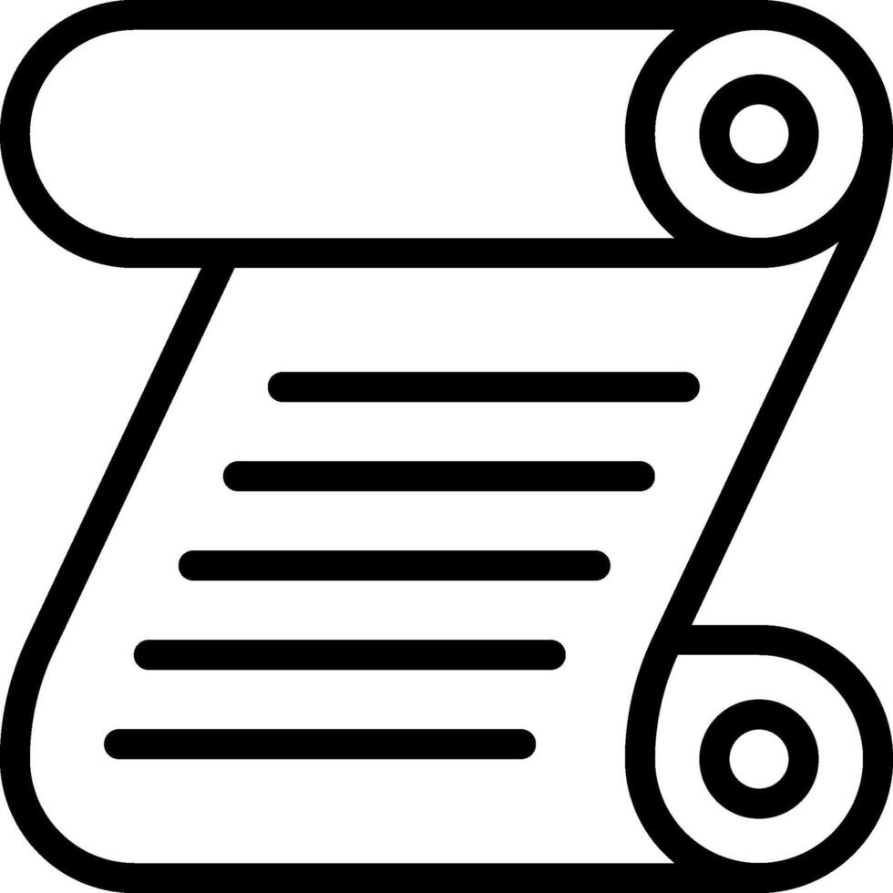 A black and white icon of a scroll vector