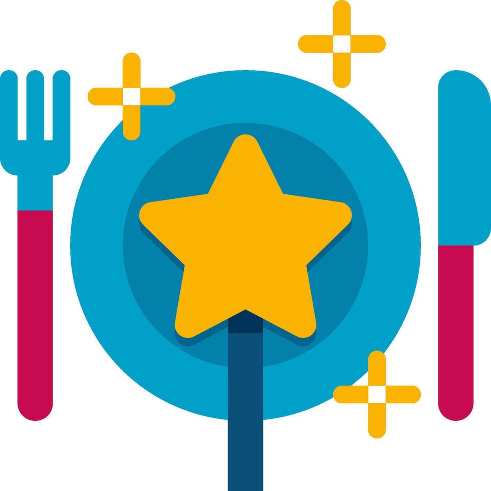 A star on a plate with a fork and knife vector