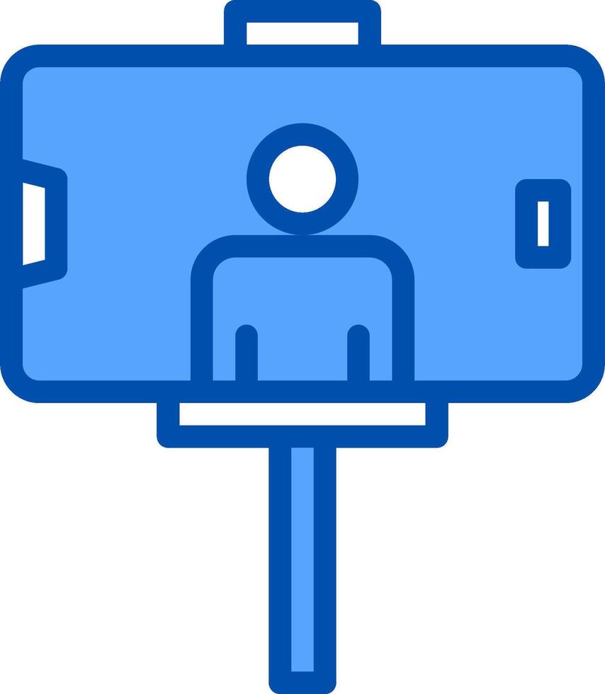 A blue icon of a person standing on a podium vector