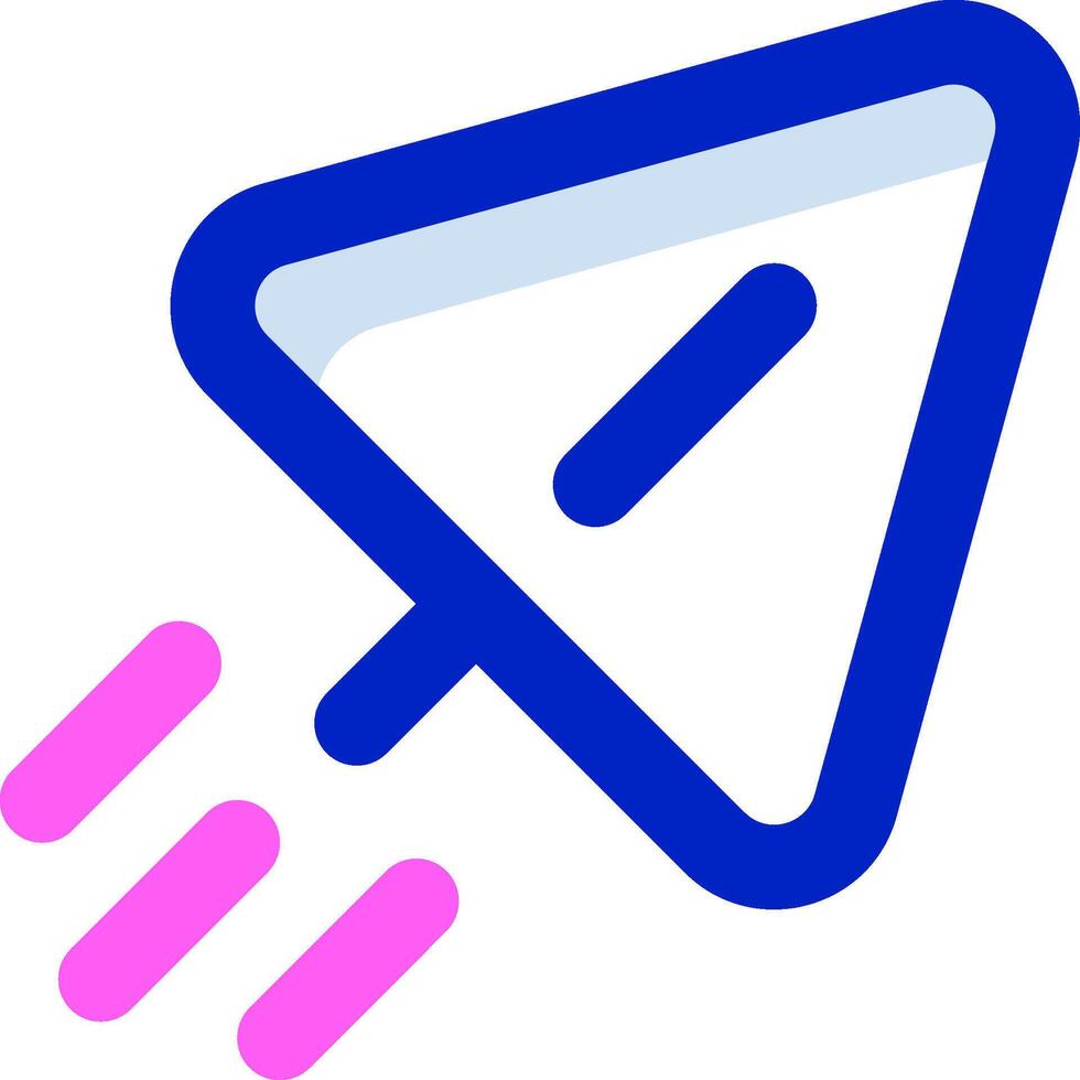 A blue and pink triangle with a pink arrow vector