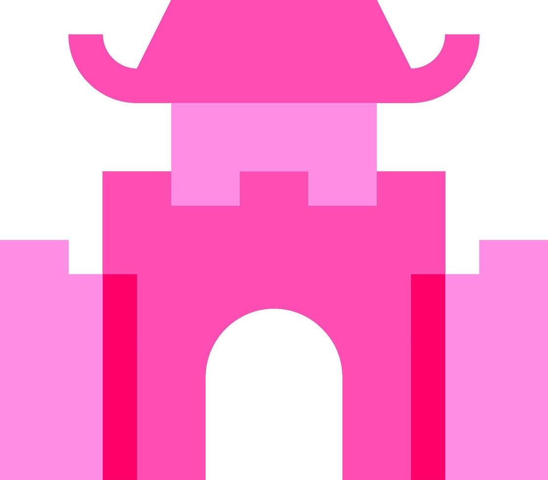 A pink castle with a tower and a door vector