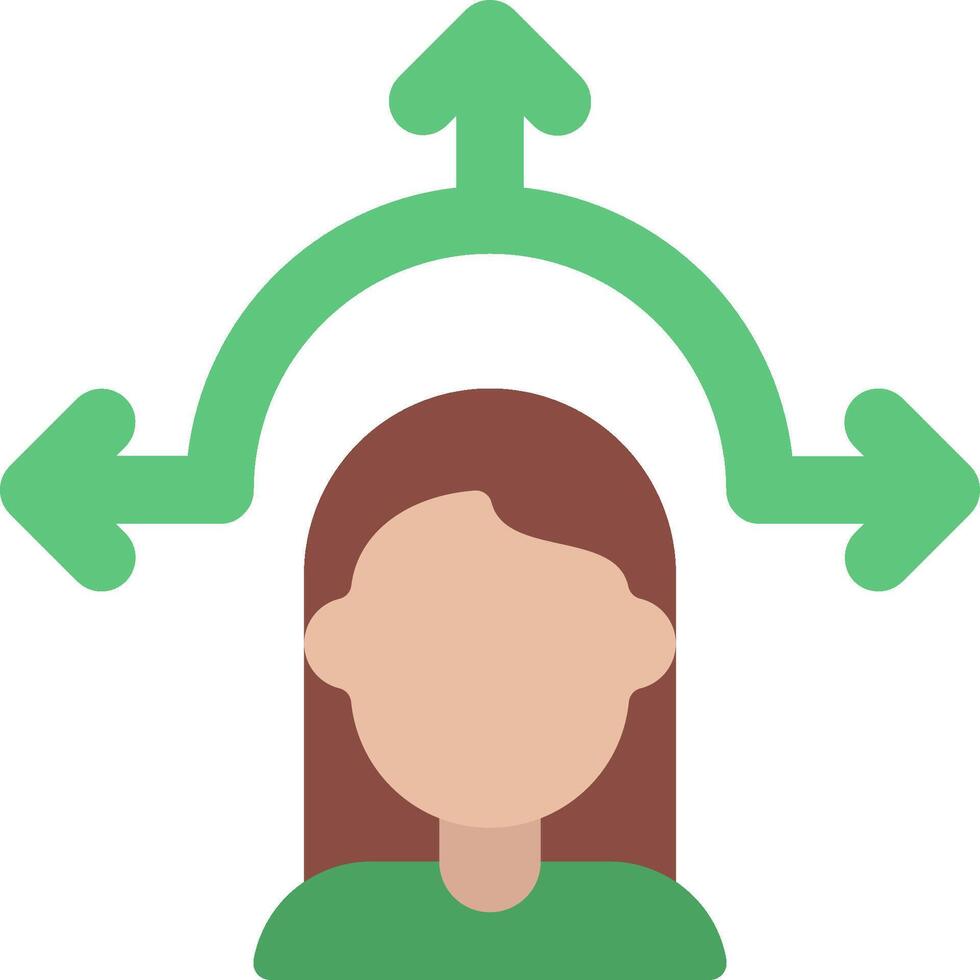 A woman with arrows pointing to her head vector