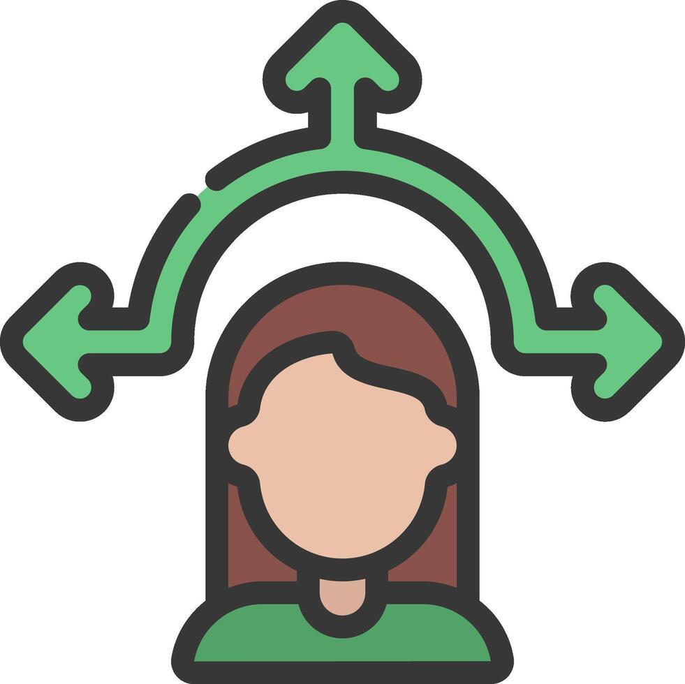 A woman with arrows pointing to her head vector