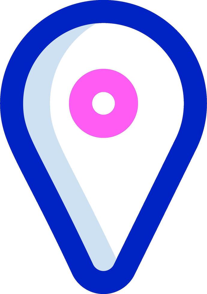 A pink and blue location marker with a pink dot vector