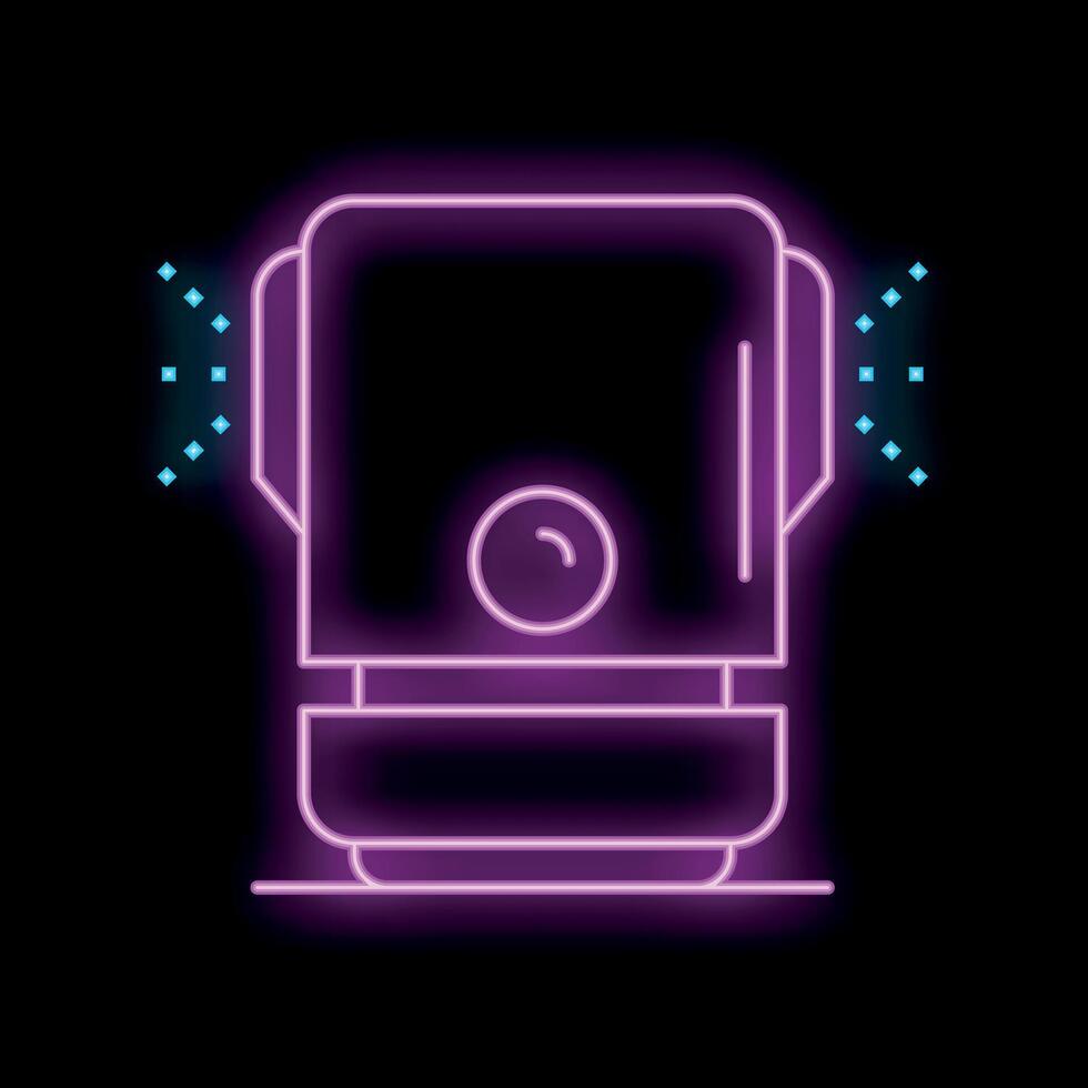 Neon icon of coffee machine brewing fresh espresso beverage vector
