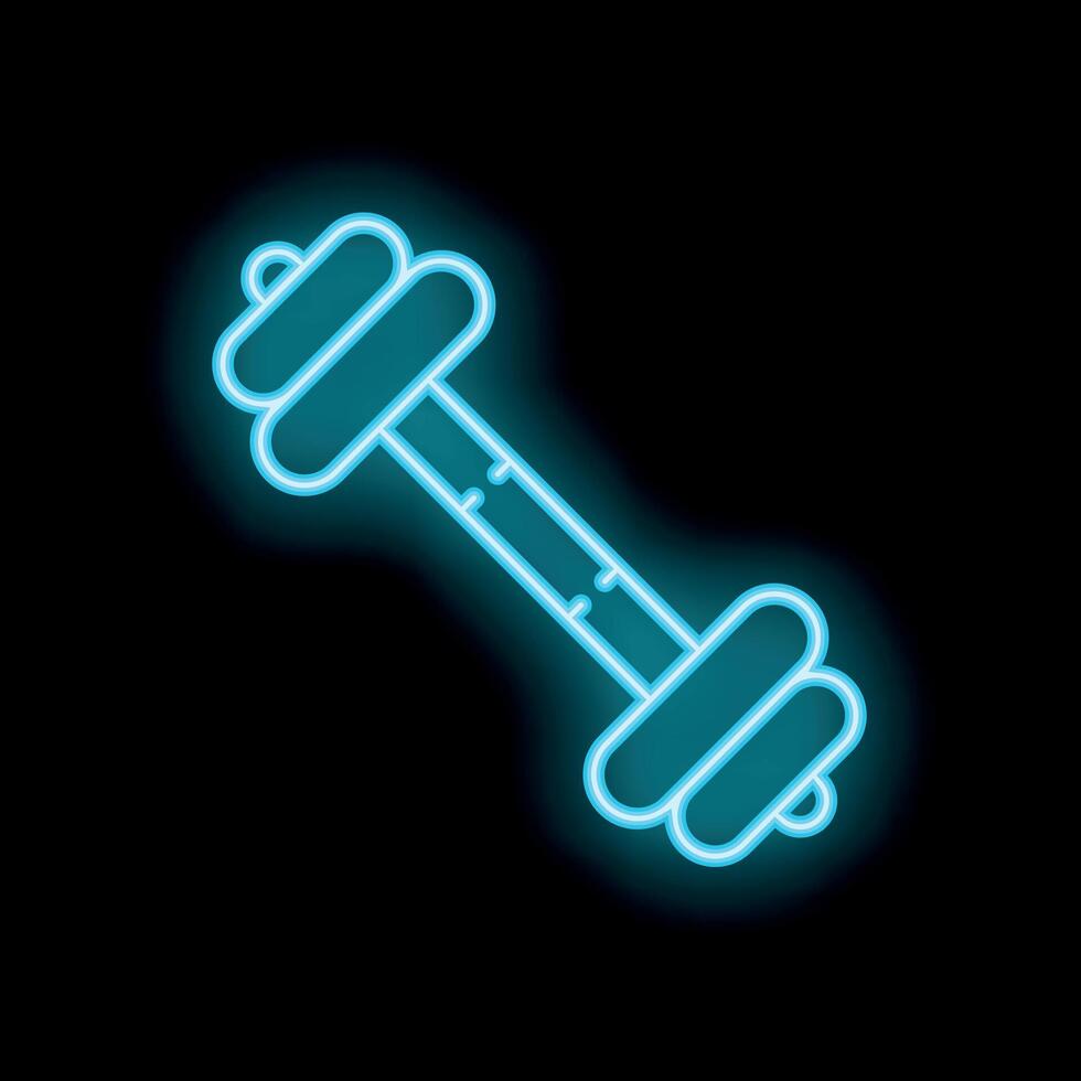 Neon blue dumbbell shining in the dark background vector