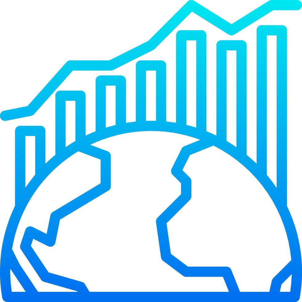 The globe with a graph and a bar chart vector