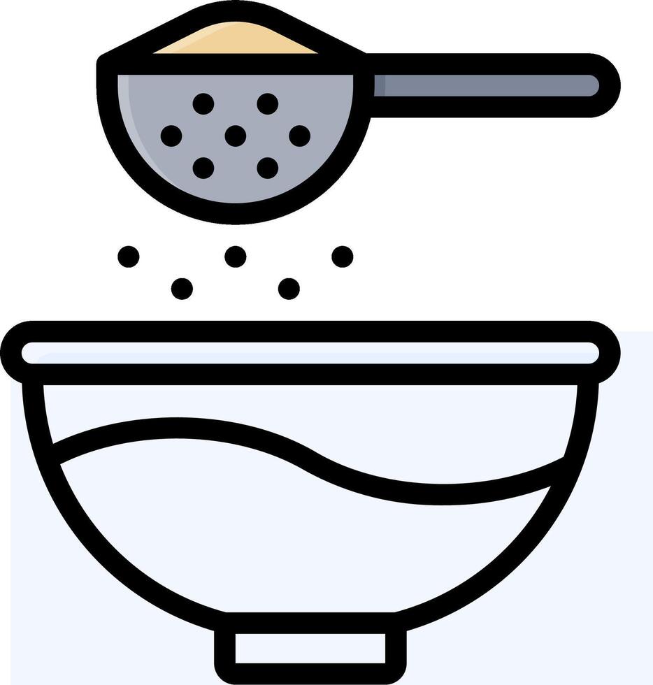 A bowl with a spoon and a measuring cup vector