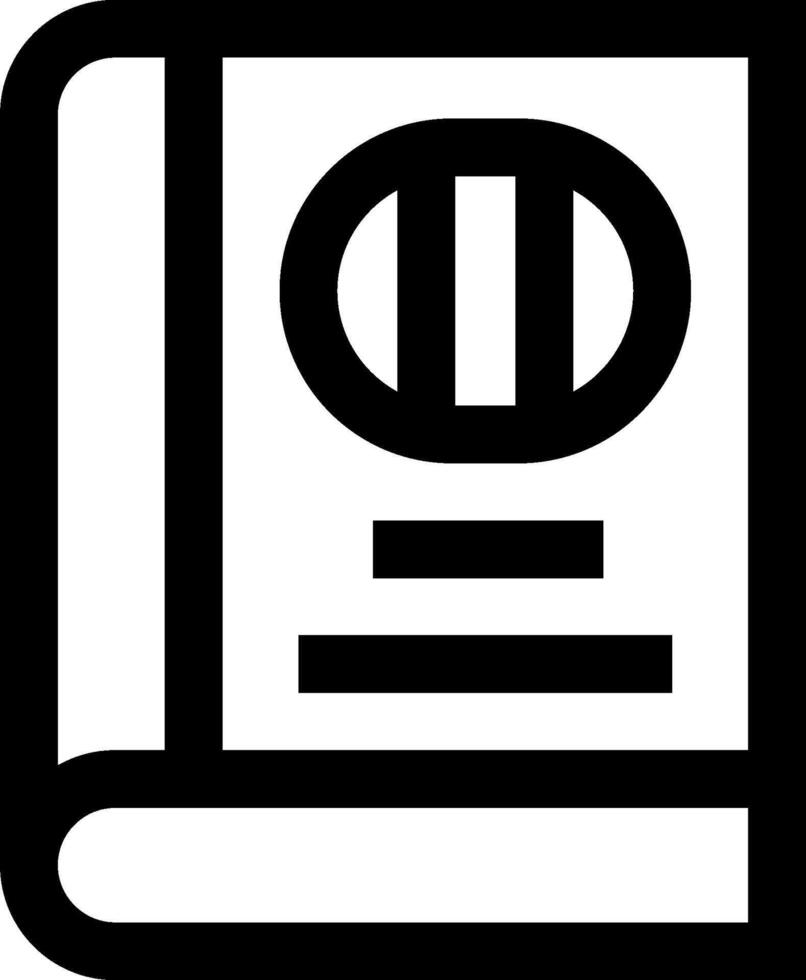 A black and white icon of a book vector