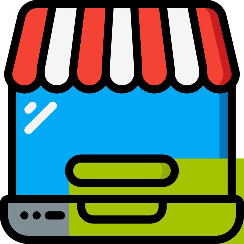 A shop icon with a red and green roof vector