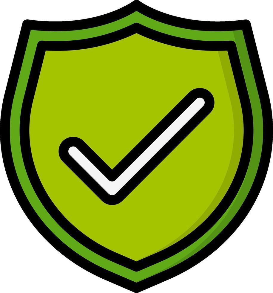 A green shield with a tick mark on it vector