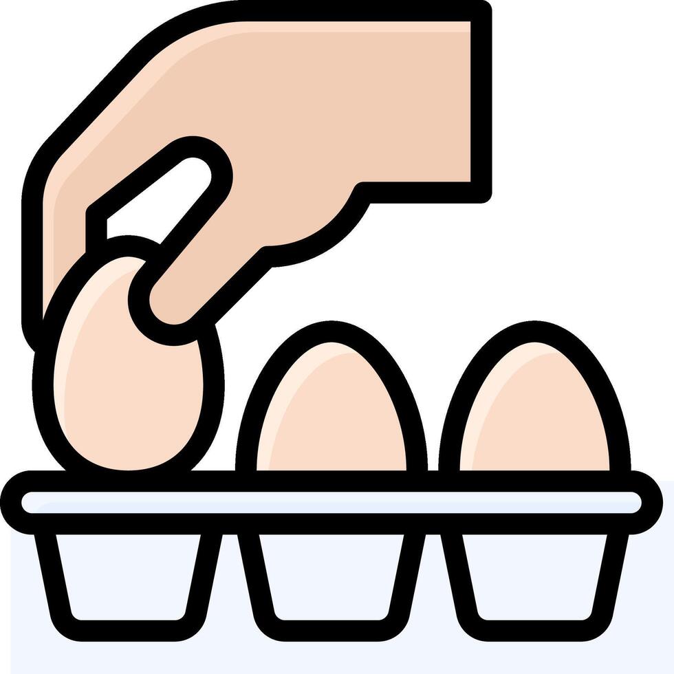 A hand picking up an egg from a tray vector