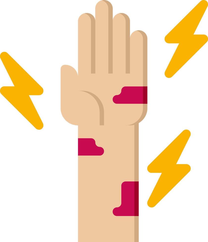 A hand with a red bandage on it and a lightning bolt vector
