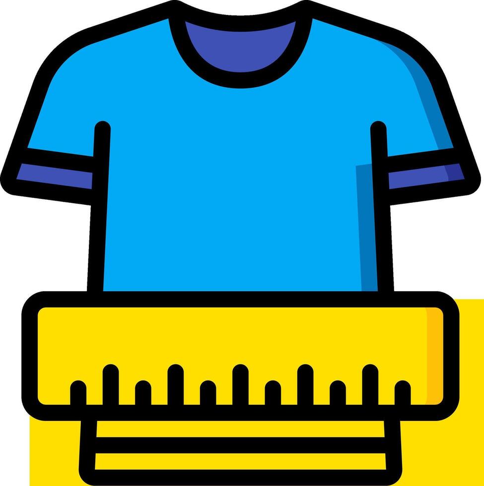 A blue t - shirt with a yellow ruler on it vector