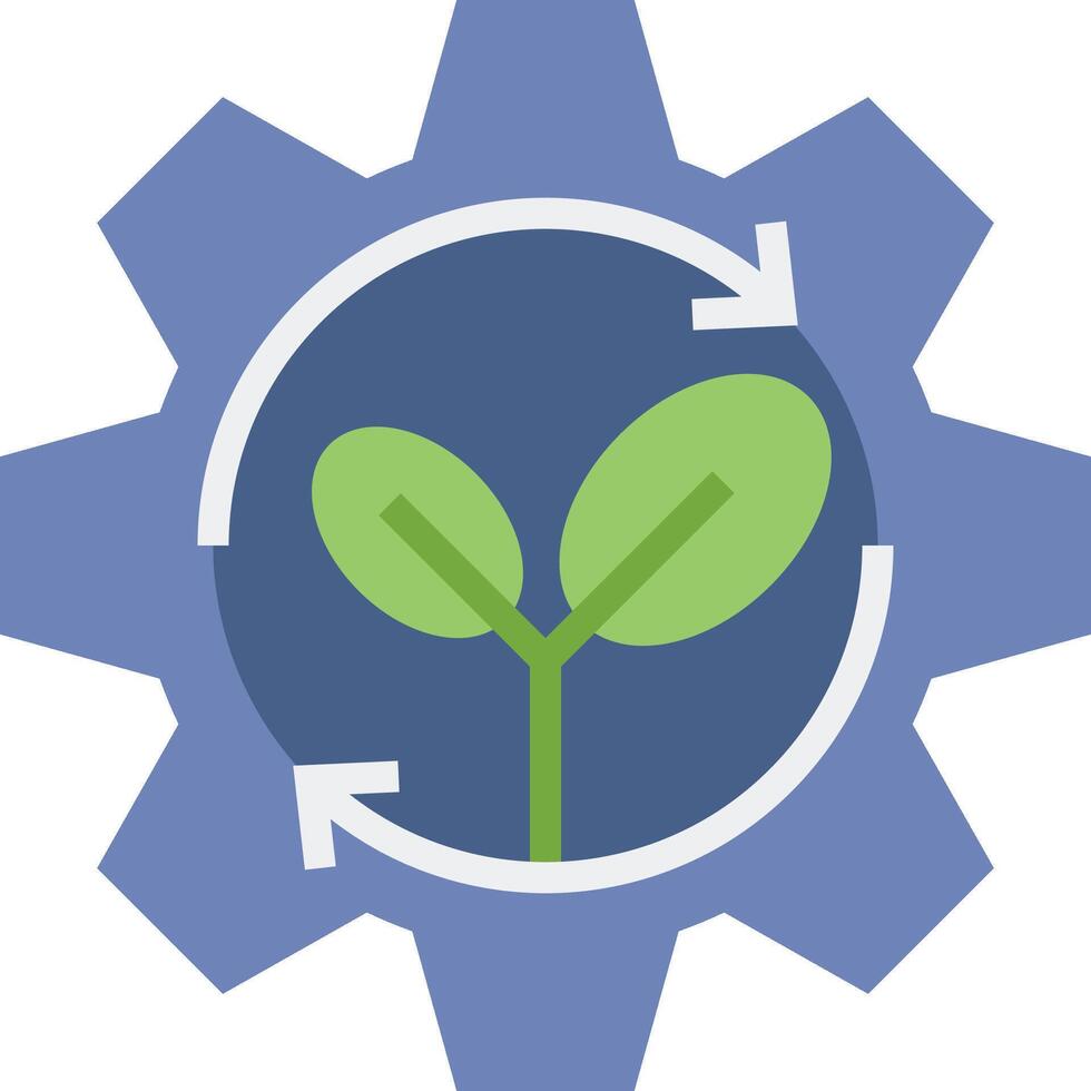 A green plant in a gear wheel vector