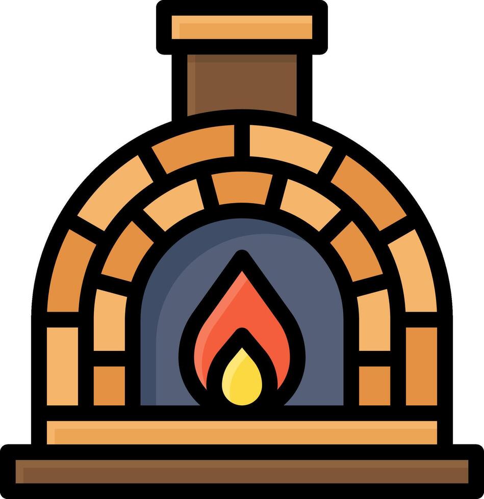 A brick oven with a fire inside vector