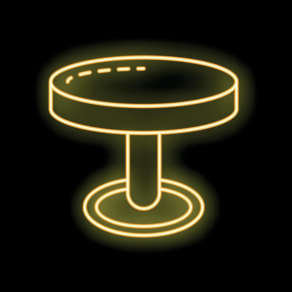 Glowing neon line round table icon isolated on black background vector illustration