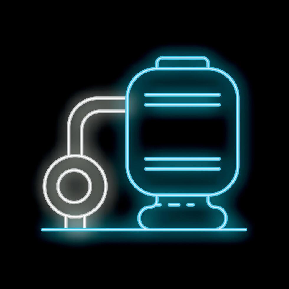 Glowing neon line beer keg icon isolated on a black background, vector illustration