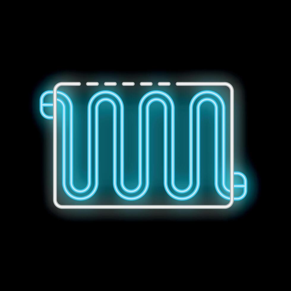 Neon icon of heating radiator providing warmth and comfort vector