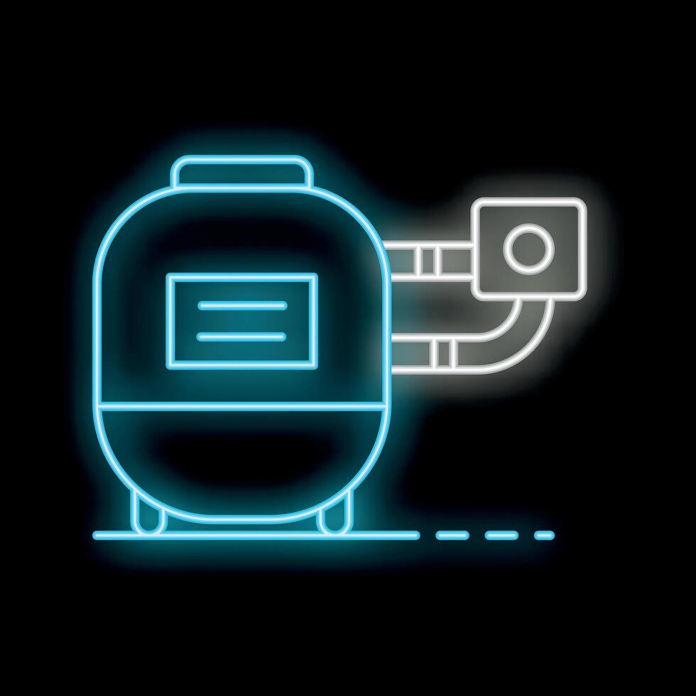 Neon icon of water filter system for purification and filtration of drinking water vector