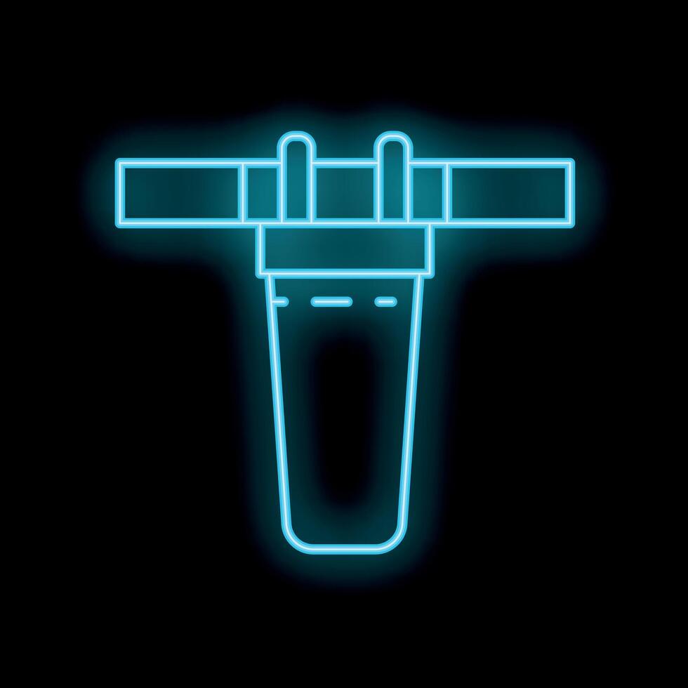 Neon blue water well drilling rig operating at night vector