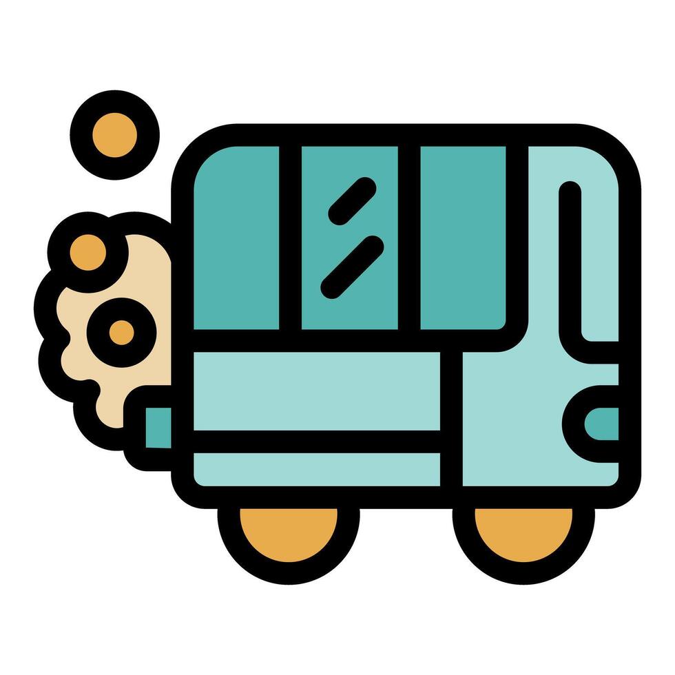 Cartoon bus leaving a cloud of exhaust fumes behind vector