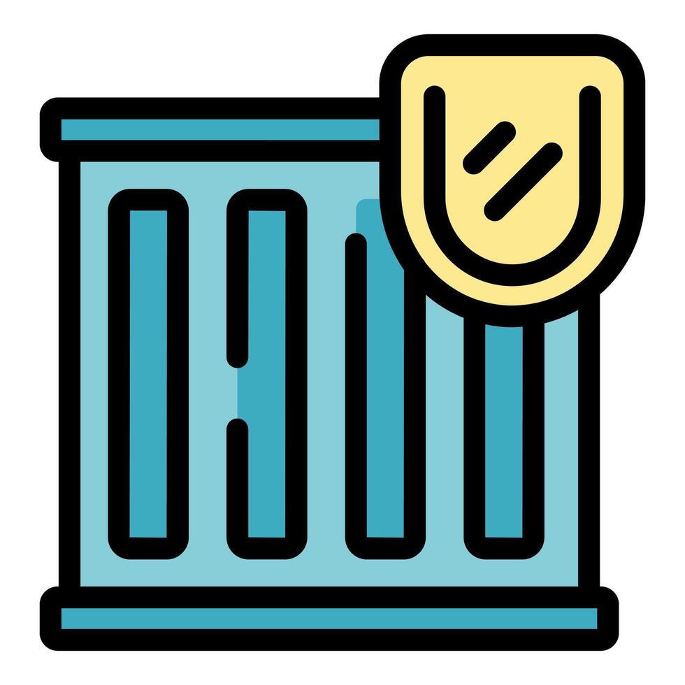 Cargo container with shield showing secure shipping and delivery vector