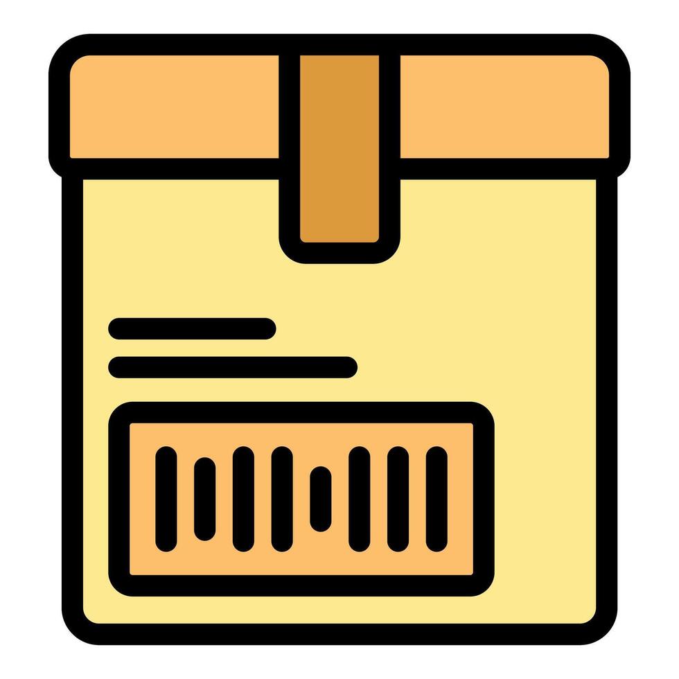 Cardboard box with barcode for shipping being prepared for delivery vector