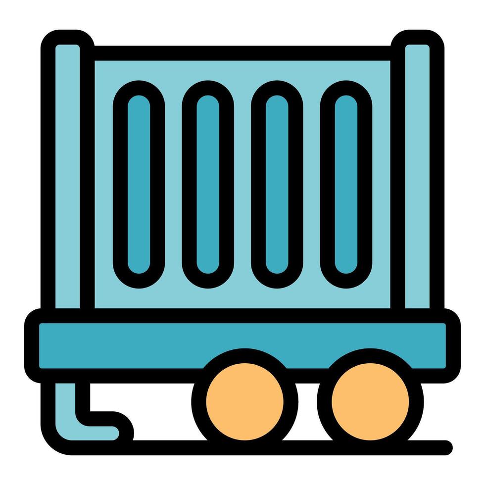 Train wagon delivering cargo on railway icon vector