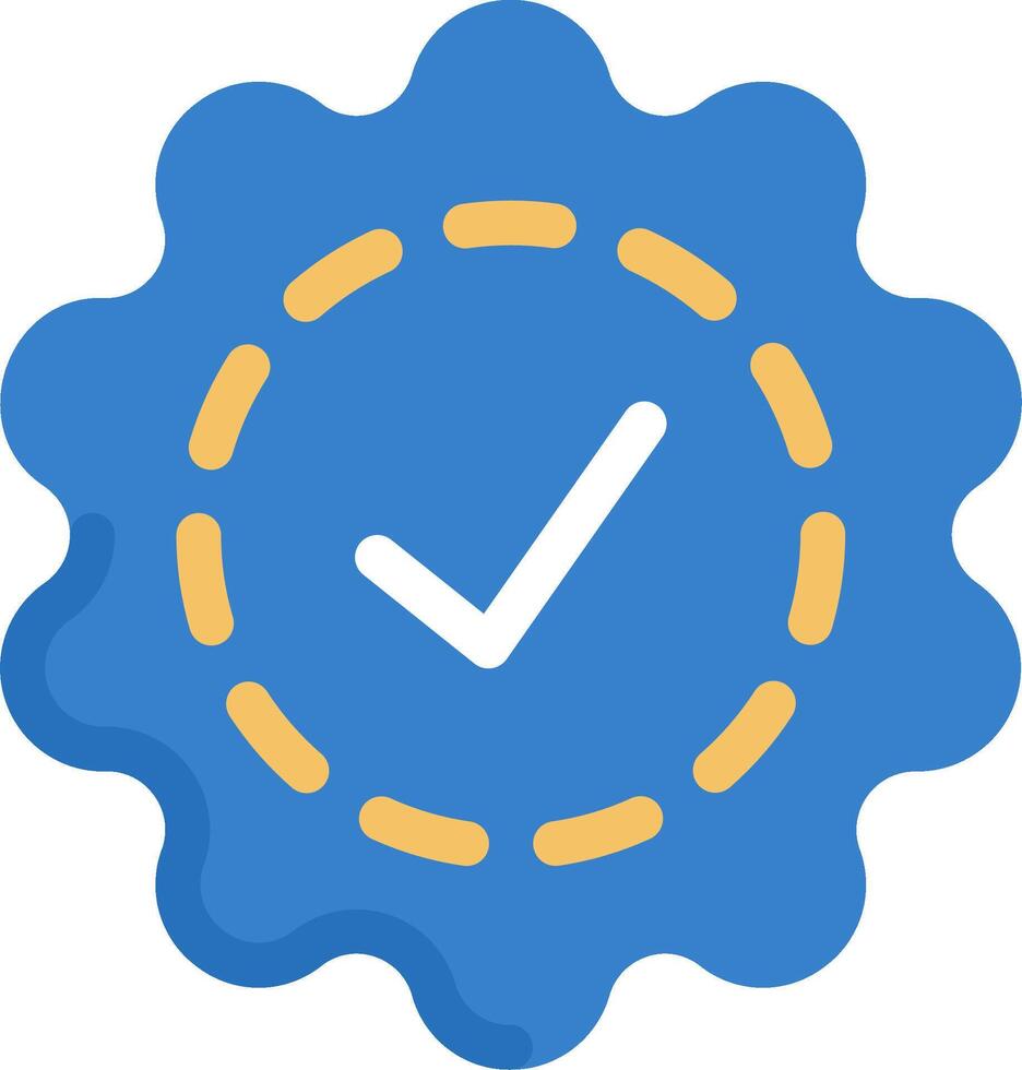 A blue badge with a tick mark on it vector