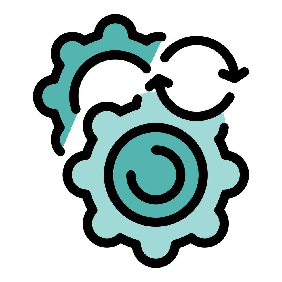 Gears rotating representing continuous improvement process icon vector