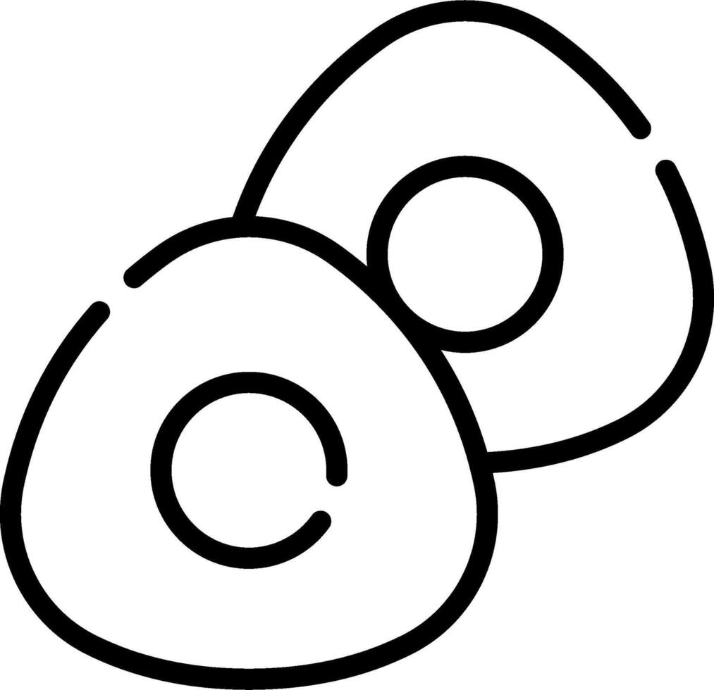 Two eggs are shown in a line drawing vector