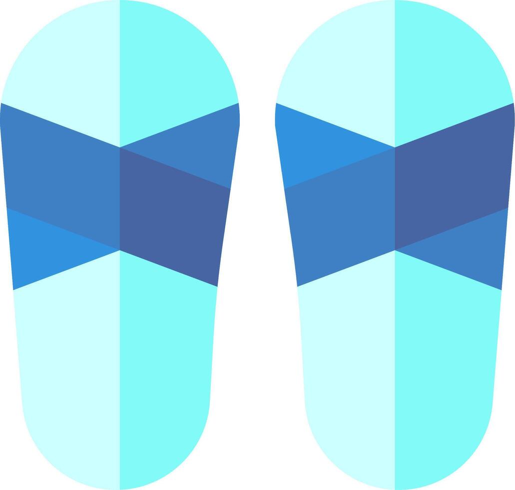 A pair of blue flip flops with a blue and white design vector