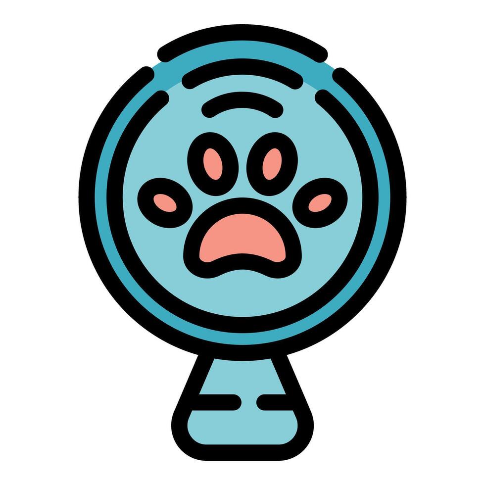 Pet tracker sending signal with paw print icon vector