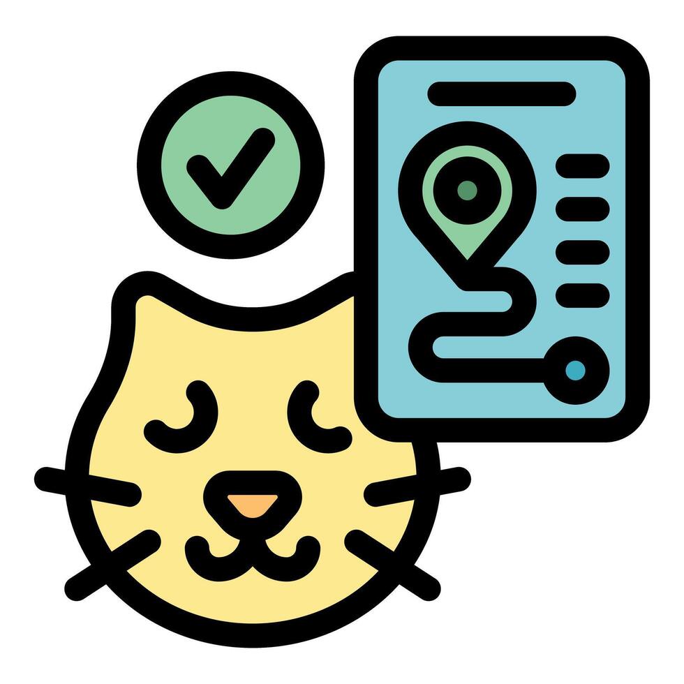Cat tracking app with approved location on phone screen vector