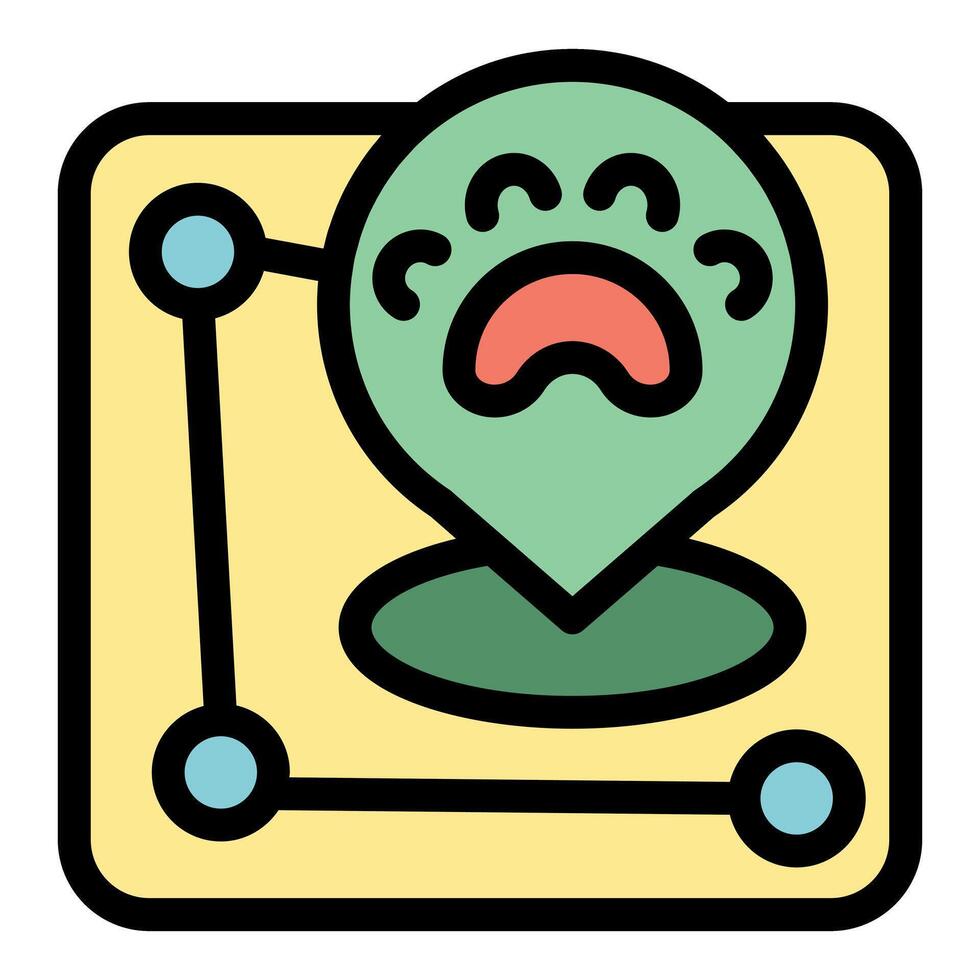 Pet tracking app showing location with paw print icon vector