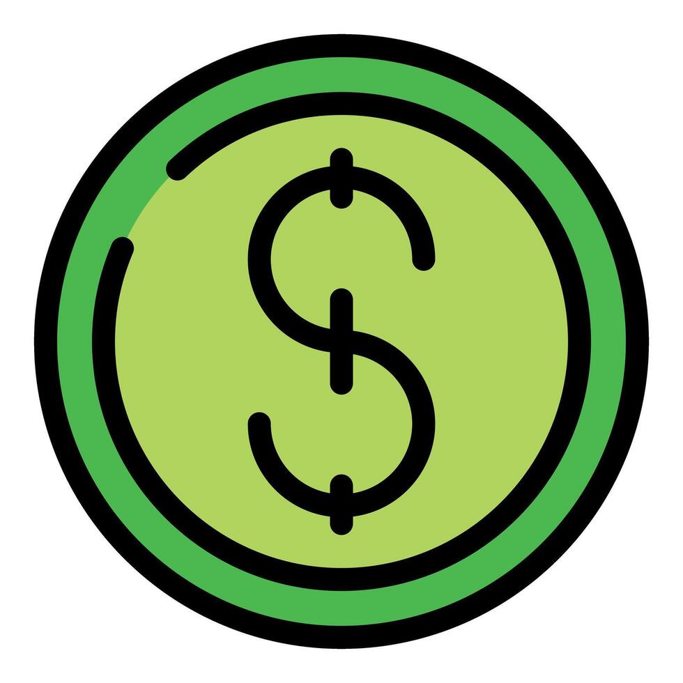 Green coin showing dollar currency symbol vector