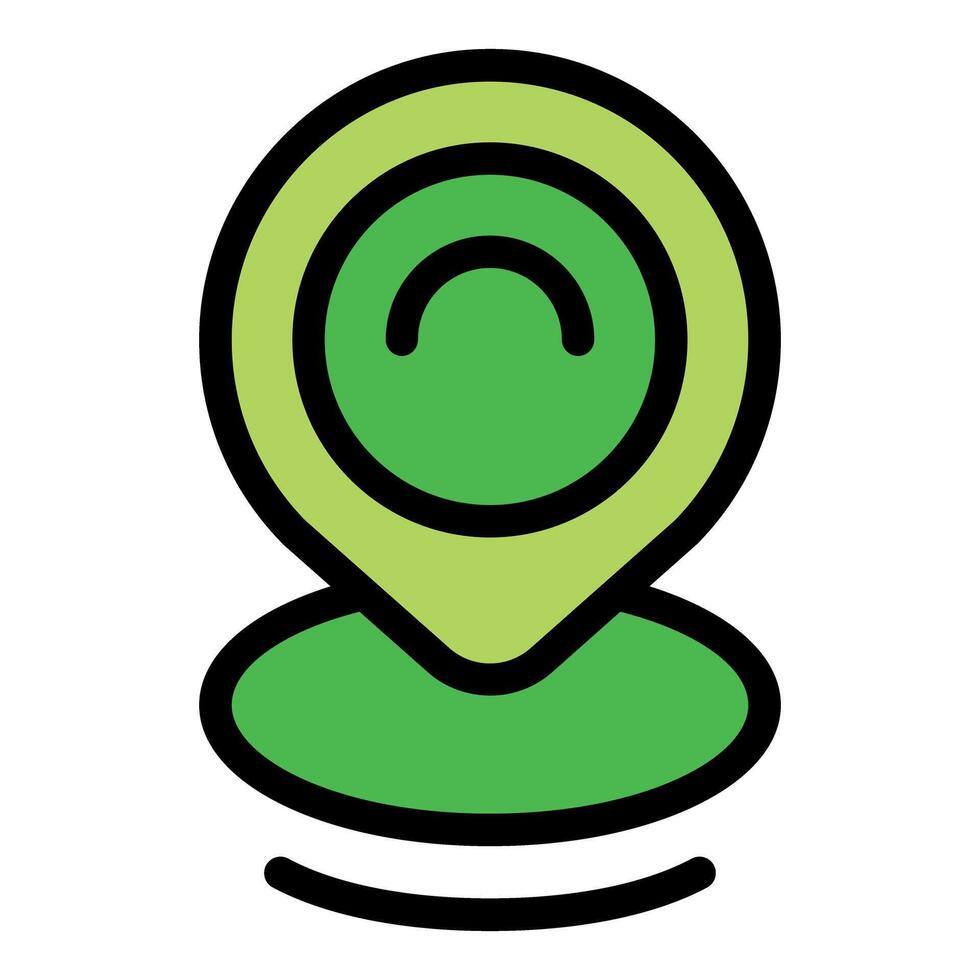 Green location pin icon showing a happy face for positive destination vector