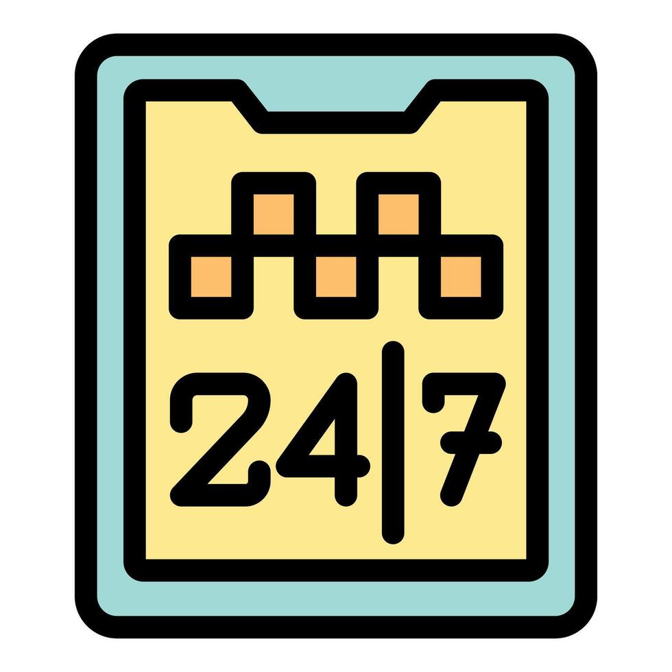 Taxi service app interface showing 24 7 availability vector