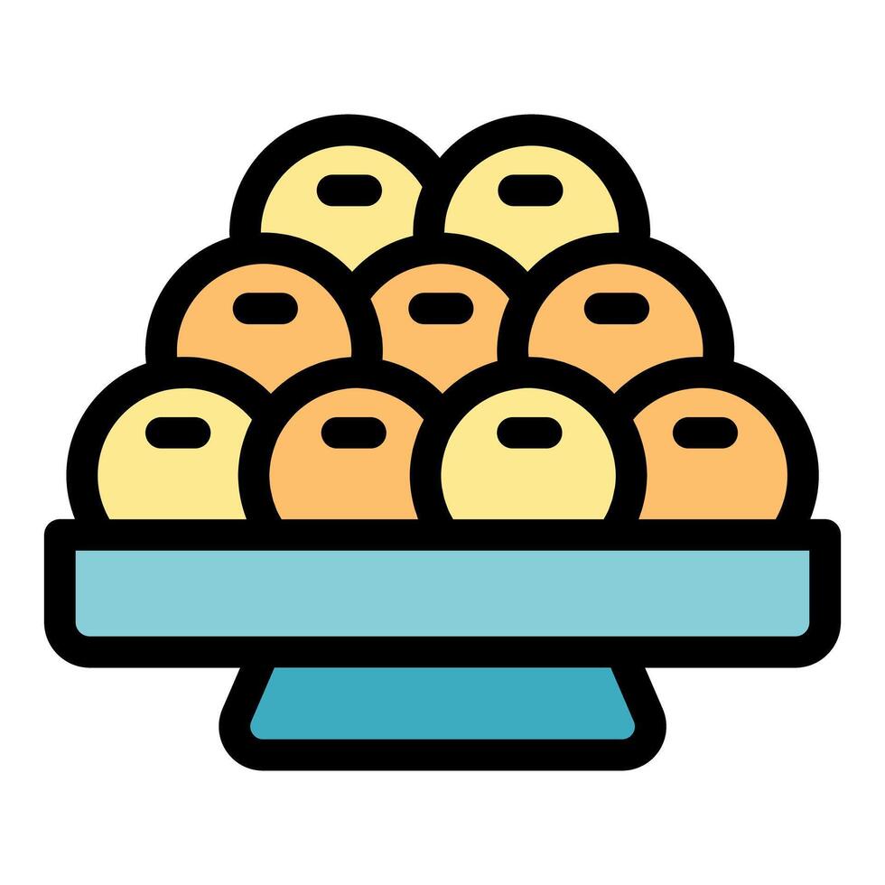 Round cookies with jam filling lying on big plate vector