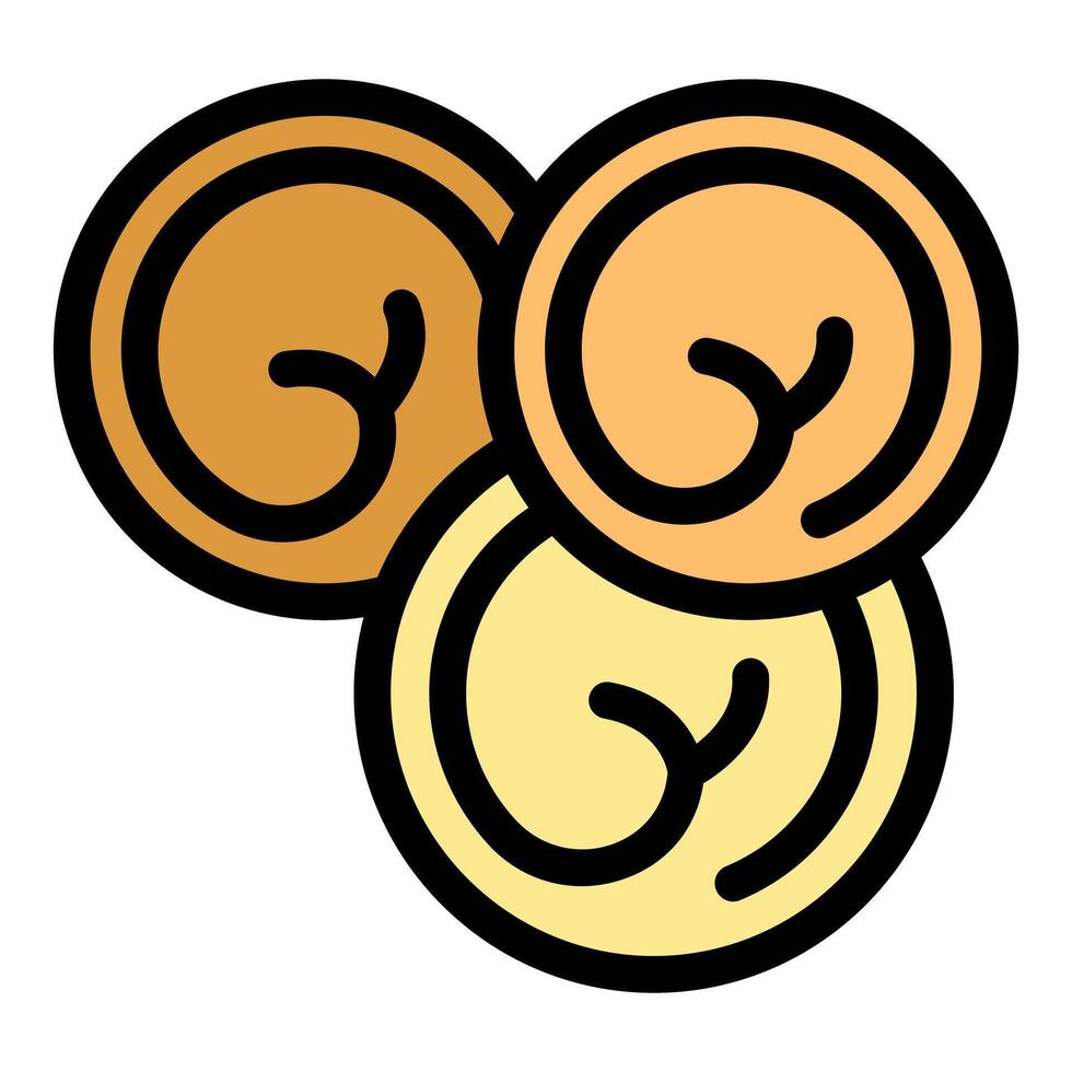 Three golden coins are stacked representing savings or wealth vector