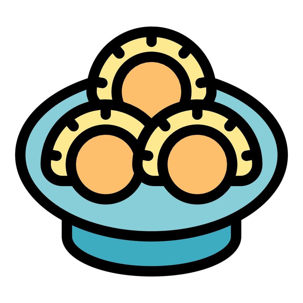 Plate of delicious cookies with filling being served on plate vector