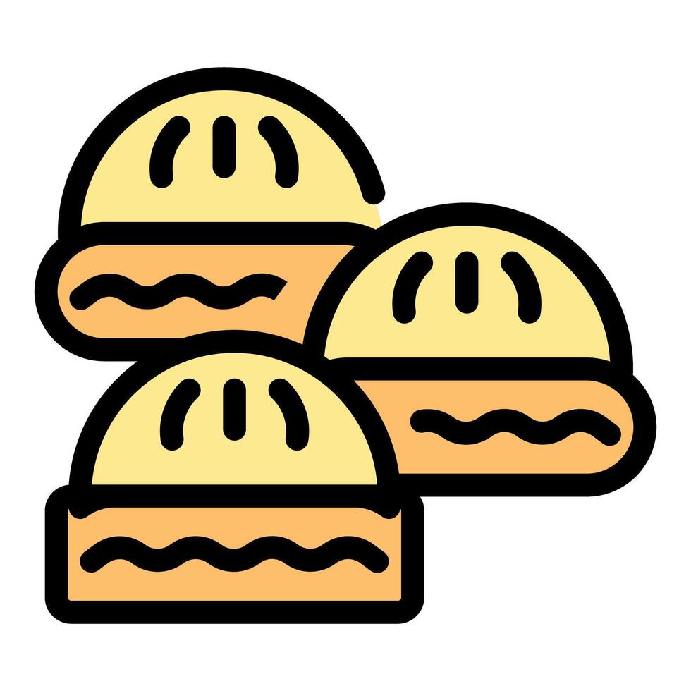Three empanadas lying side by side, ready to eat vector