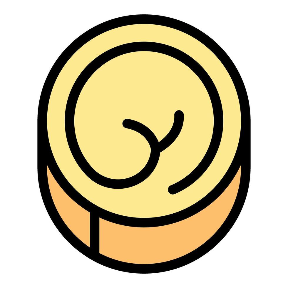 Round camembert cheese top view icon thin line vector illustration